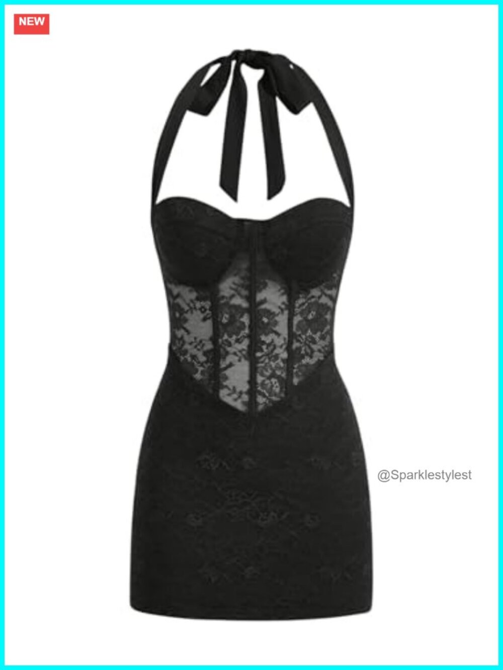 Lace Halter Bodycon Mini Dress Corset Tie Back Club Party